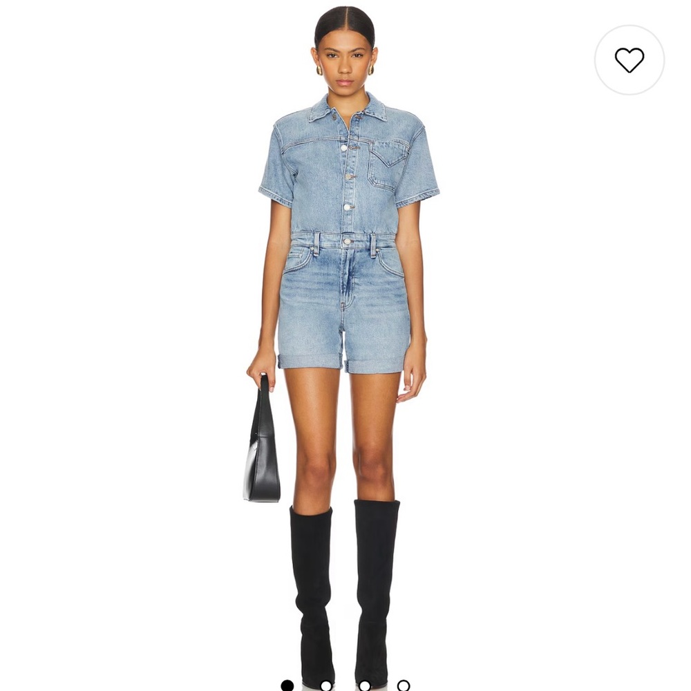 Hudson Jeans Short Sleeve Romper in Ocean Waters